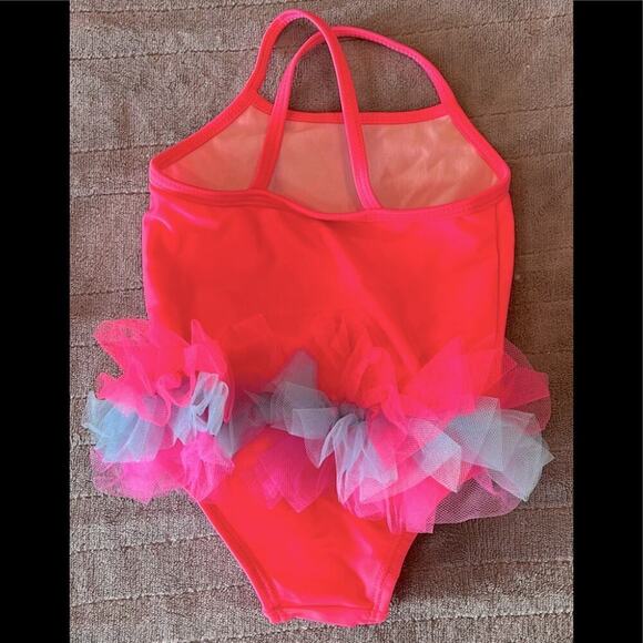 Wonder Nation pink unicorn with rainbow ruffles swimsuit in size 6-9 months. - Picture 2 of 5